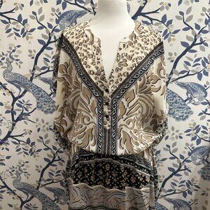 Hale Bob 100% Silk Dropped Waist Dress Size L